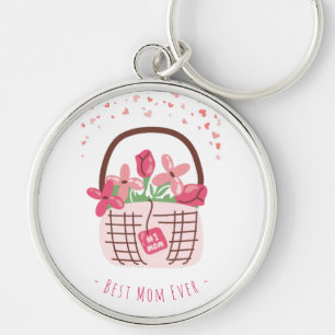 Chaveiro Dia das Mães,Melhor Mãe do Mundo, com Flor Bonita