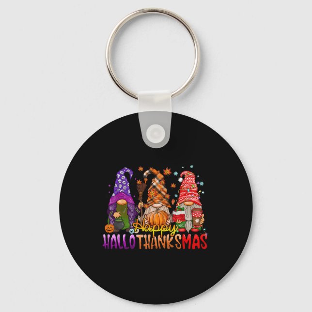 Chaveiro Dia de Ação de Graças dos Gnomos Happy Hallothanks (Frente)