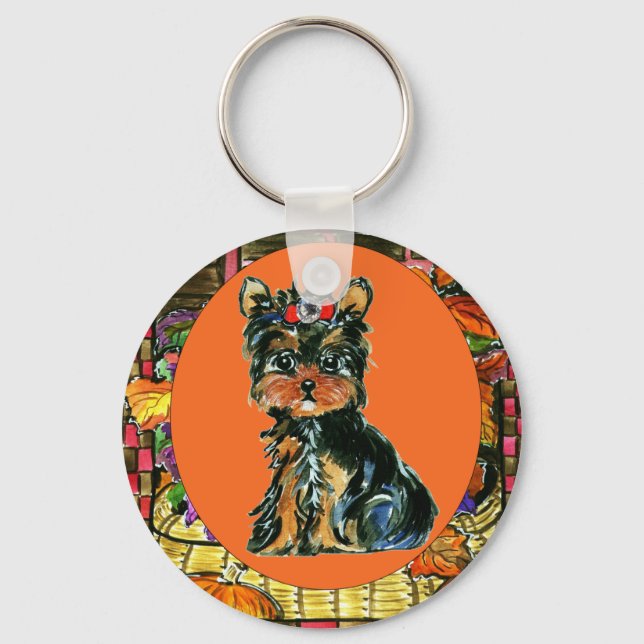 Chaveiro Dia de Ação de Graças Yorkie Poo (Frente)