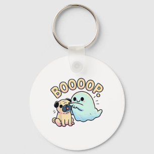 Chaveiro Dia de as Bruxas engraçado Ghost Pug Boop Bobo Pup