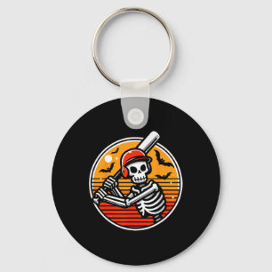 Chaveiro Dia de as Bruxas engraçado Skeleton Baseball Playe