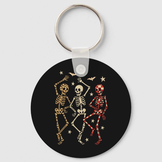 Chaveiro Dia de as Bruxas engraçado Spooky Bones Dançando C (Frente)