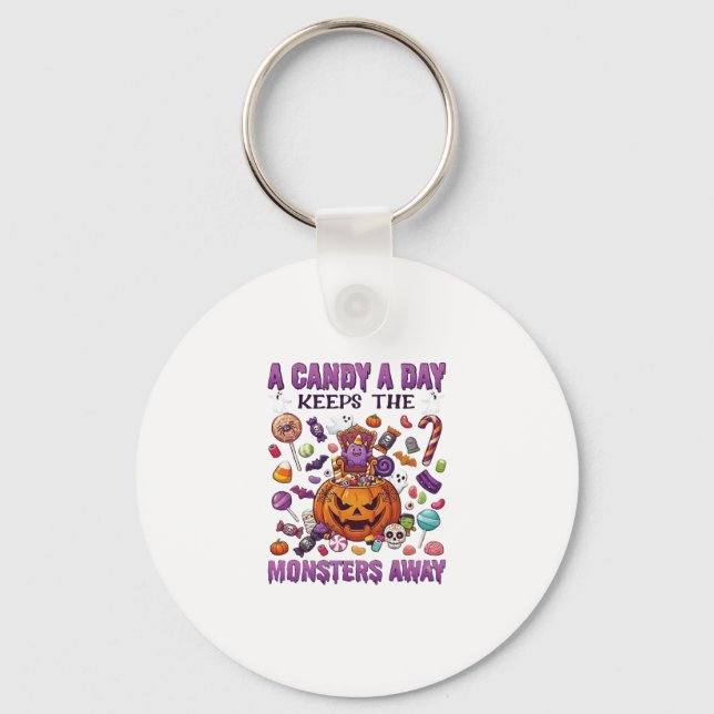 Chaveiro Dia de Doces Mantém Monstros Longe Abobrinha de Ha (Frente)