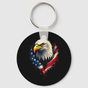 Chaveiro Dia de Independência da Águia Bald da Bandeira Ame