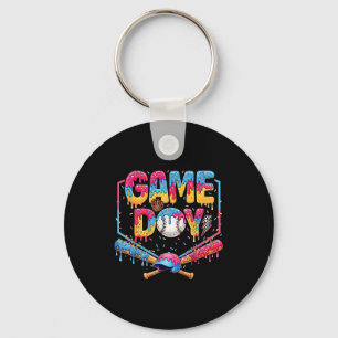 Chaveiro Dia de Jogo Retro de Beisebol Sorvete Gotejante Pr
