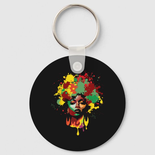 Chaveiro Dia de Juneteenth Mulher Negra Rainha Afro Melanin (Frente)