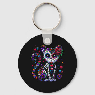 Chaveiro Dia De Los Muertos Cinco De Mayo Gato Crânio De Aç