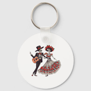 Chaveiro Dia De Los Muertos Dançando Esqueletos Mexicanos