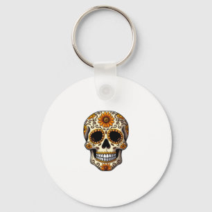 Chaveiro Dia De Morte Crânio De Açúcar Floral Esqueleto Cab