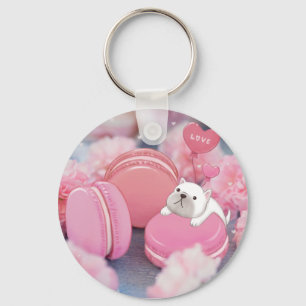 Chaveiro Dia de os namorados: Bulldog Francês, Macarons & F