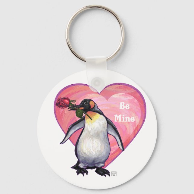 Chaveiro Dia de os namorados de pinguim (Frente)