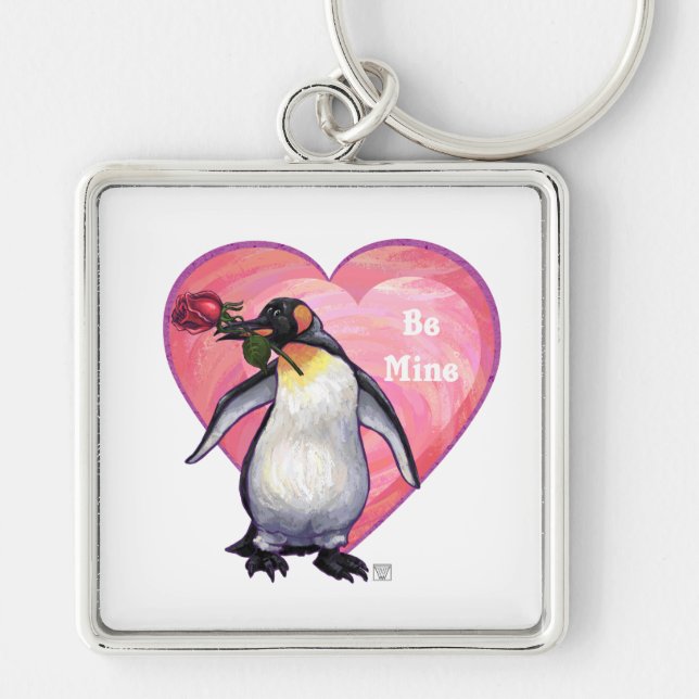 Chaveiro Dia de os namorados de pinguim (Frente)