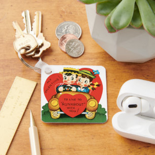 Chaveiro Dia de os namorados de Vintage, Garoto Bonito e Ga