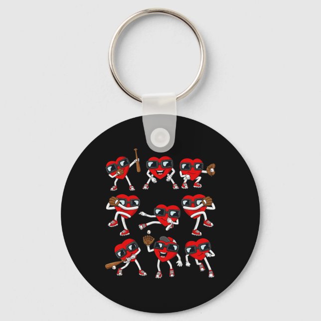 Chaveiro Dia de os namorados Heart Baseball Hitter Pitcher  (Frente)