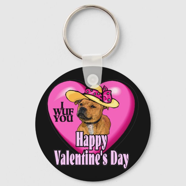 Chaveiro Dia de os namorados Staffordshire Bull Terrier (Frente)