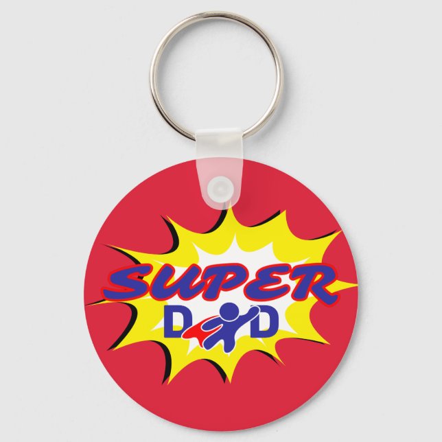 Chaveiro Dia de os pais de quadrinhos do Pai Super Hero (Frente)