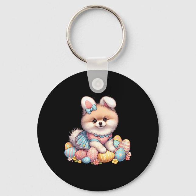Chaveiro Dia de Páscoa Divertido Figurino de Bunny Pomerano (Frente)