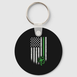 Chaveiro Dia de São Patrício Americano Flag Shamrock Lucky