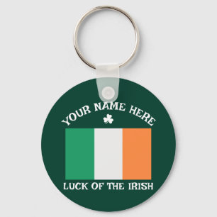 Chaveiro Dia de São Patrício Bandeira da Irlanda Nome Perso