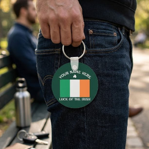 Chaveiro Dia de São Patrício Bandeira da Irlanda Nome Perso