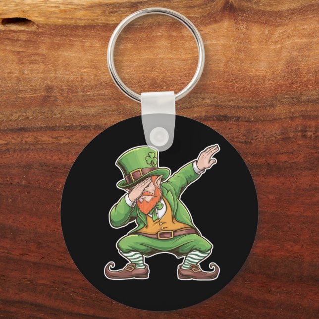 Chaveiro Dia de São Patrício Dab Dabbing Leprechaun em Verd (Frente)