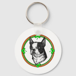 Chaveiro Dia de São Patrício de Boston Terrier
