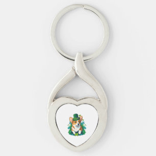 Chaveiro Dia de São Patrício Feliz do Funny Corgi Lover Sha