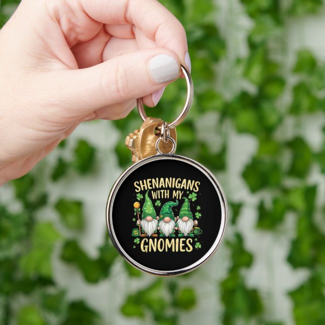 Chaveiro Dia de São Patrício Gnome Shamrock Sortudo (Mão)