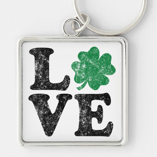 Chaveiro Dia de São Patrício LOVE Shamrock Irish (Frente)