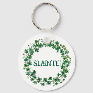 Chaveiro Dia de São Patrício "Slainte!" Pingente de Trevos