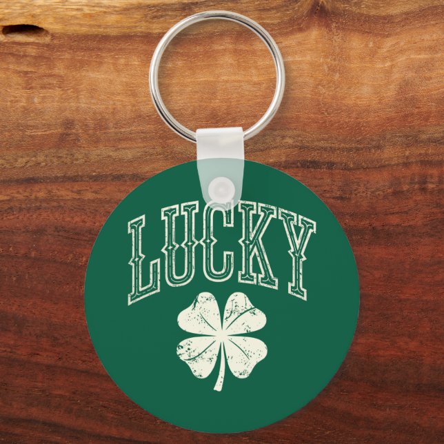 Chaveiro Dia de São Patrício Vintage Lucky Clover (Frente)
