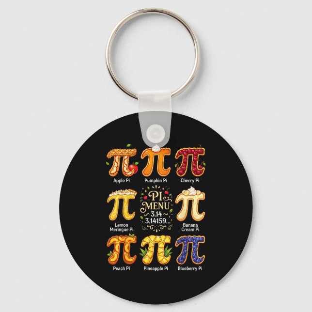 Chaveiro Dia Divertido do Pi 3.14 Menu Pi Frutas Professor  (Frente)