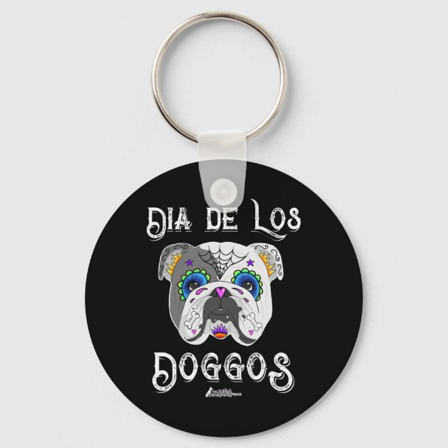 Chaveiro Dia do Bulldog Do Halloween Do Crânio Do Açúcar Mo (Frente)