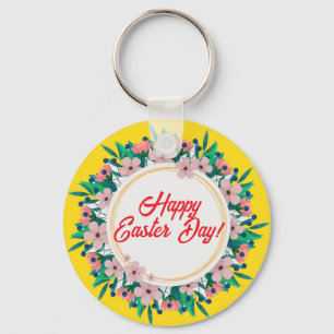 Chaveiro Dia Do felz pascoa Com Quadro Floral-23046