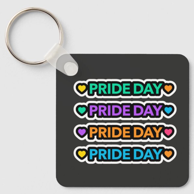 Chaveiro Dia do Orgulho. LGBT+Orgulho. Coração arco-íris. (Frente)