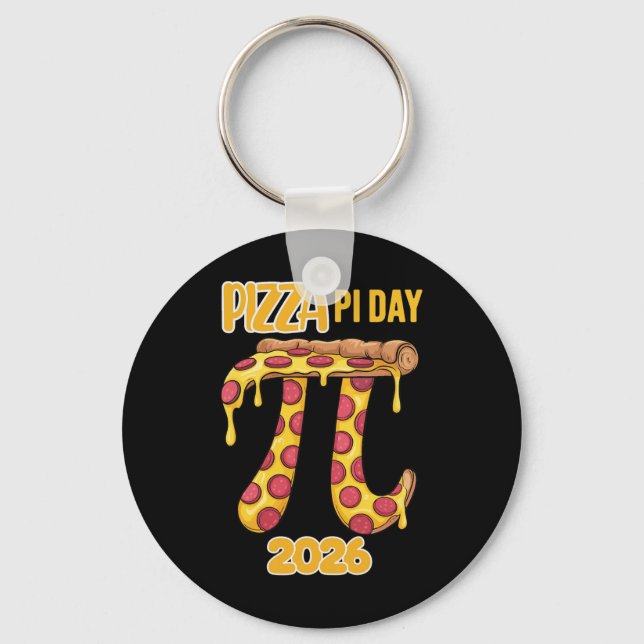 Chaveiro Dia do Pizza Pi 2026 Professor de Matemática Retro (Frente)