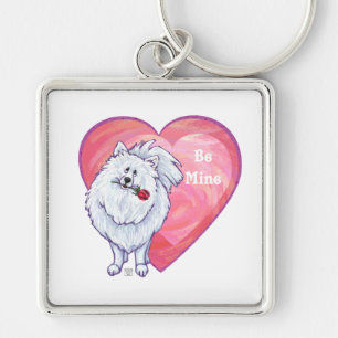 Chaveiro Dia dos namorados branco de Pomeranian