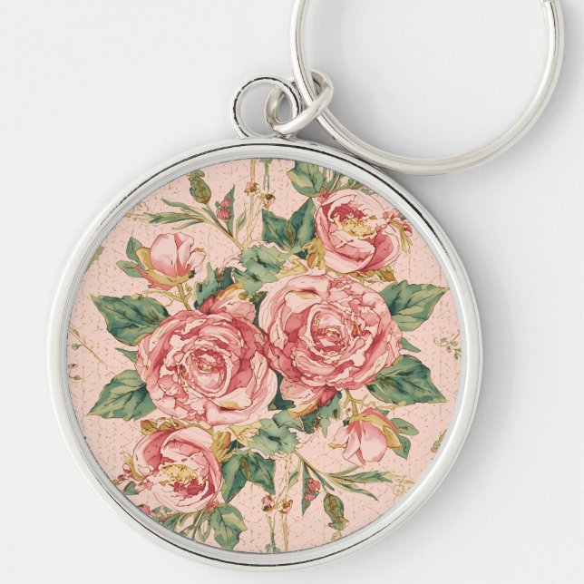 Chaveiro Dia dos Namorados Romântico com Rosas Lindas,Rosa (Frente)