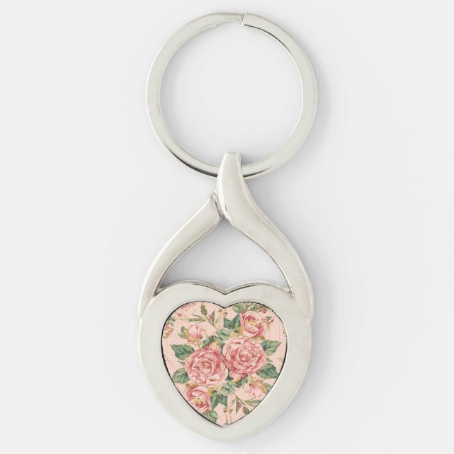 Chaveiro Dia dos Namorados Romântico com Rosas Lindas,Rosa (Frente)