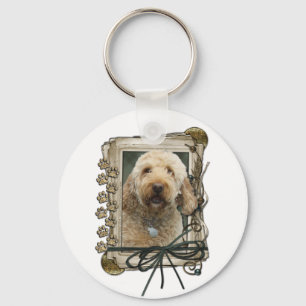 Chaveiro Dia dos pais - patas de pedra - GoldenDoodle