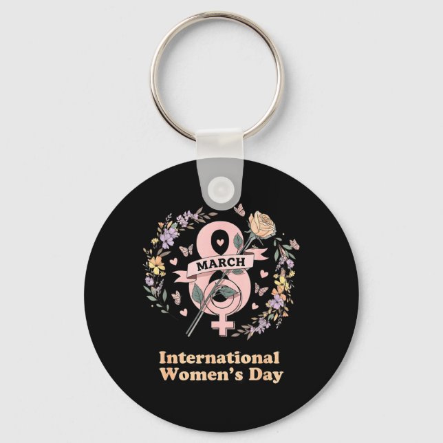 Chaveiro Dia Internacional da Mulher 8 de Março Rosa Femini (Frente)
