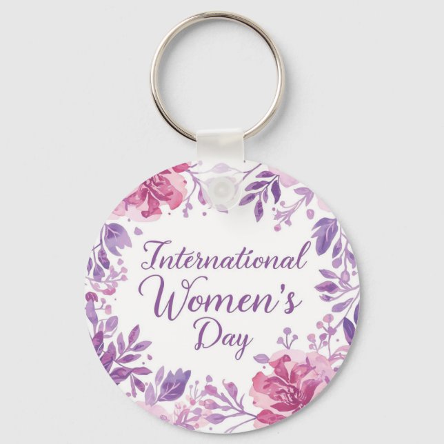 Chaveiro Dia Internacional da Mulher Floral 2026 (Frente)