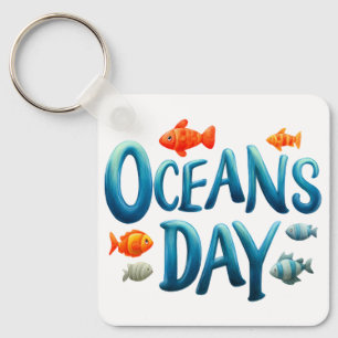 Chaveiro Dia Mundial dos Oceanos - Celebração do Dia dos Oc