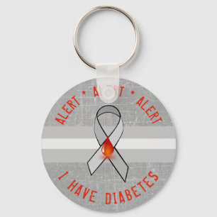 Chaveiro Diabetes Alert Key Chain Awareness Ribbon