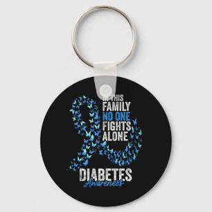 Chaveiro Diabetes Consciência Mês Borboletas Azul Fita
