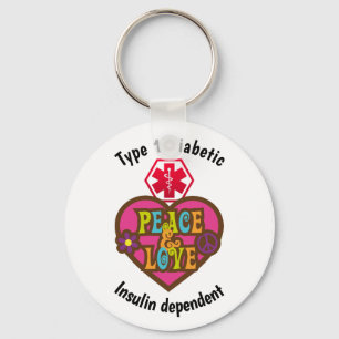 Chaveiro Diabetic Alert Type 1 or 2  Personalize Heart