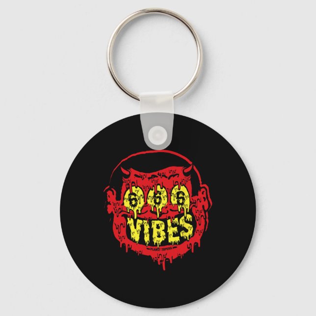 Chaveiro Diabo 666 Vibes - Estilo Retro 666 Mau Funny Hallo (Frente)