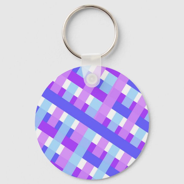 Chaveiro diagonal de gingham de xadrez geométrica (Frente)