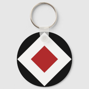 Chaveiro Diamante Vermelho, Borda Branca Negra