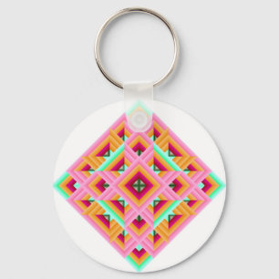 Chaveiro Diamond Quilt em Rosa e Verde